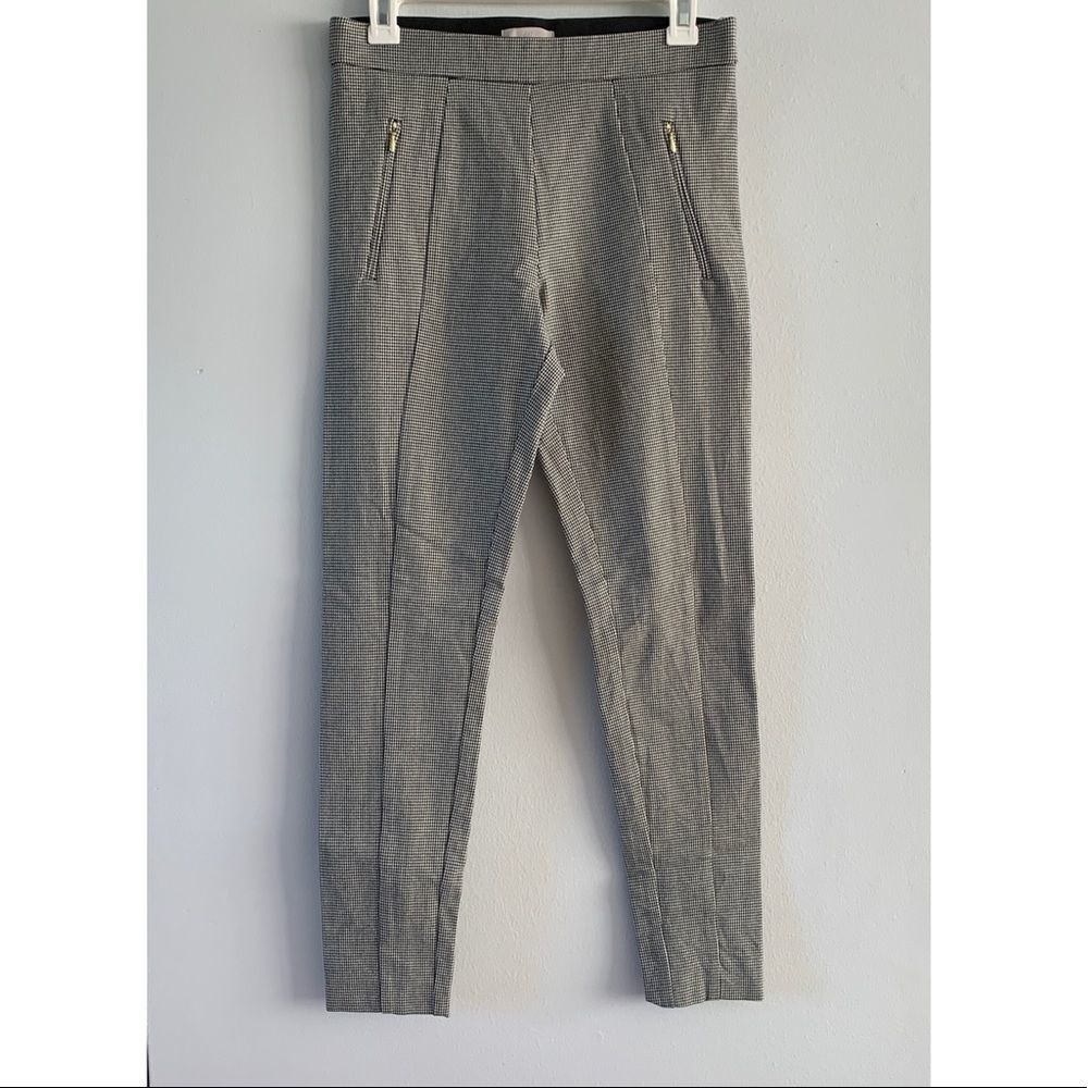 Skinny Leg Dress Pants Houndstooth Black White Stretch Career Medium H&M Size 6